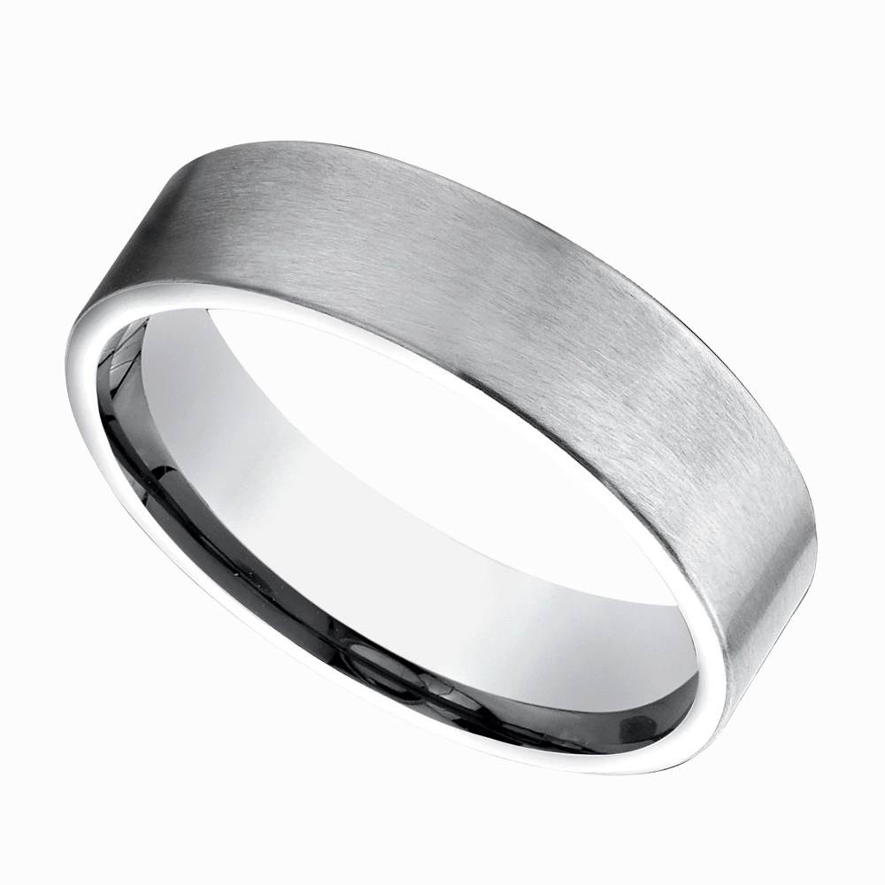 Flat Satin Men Wedding Band in Rose Gold