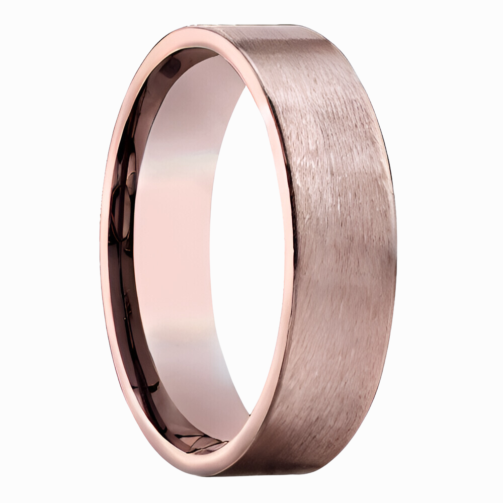 Flat Satin Men Wedding Band in Rose Gold