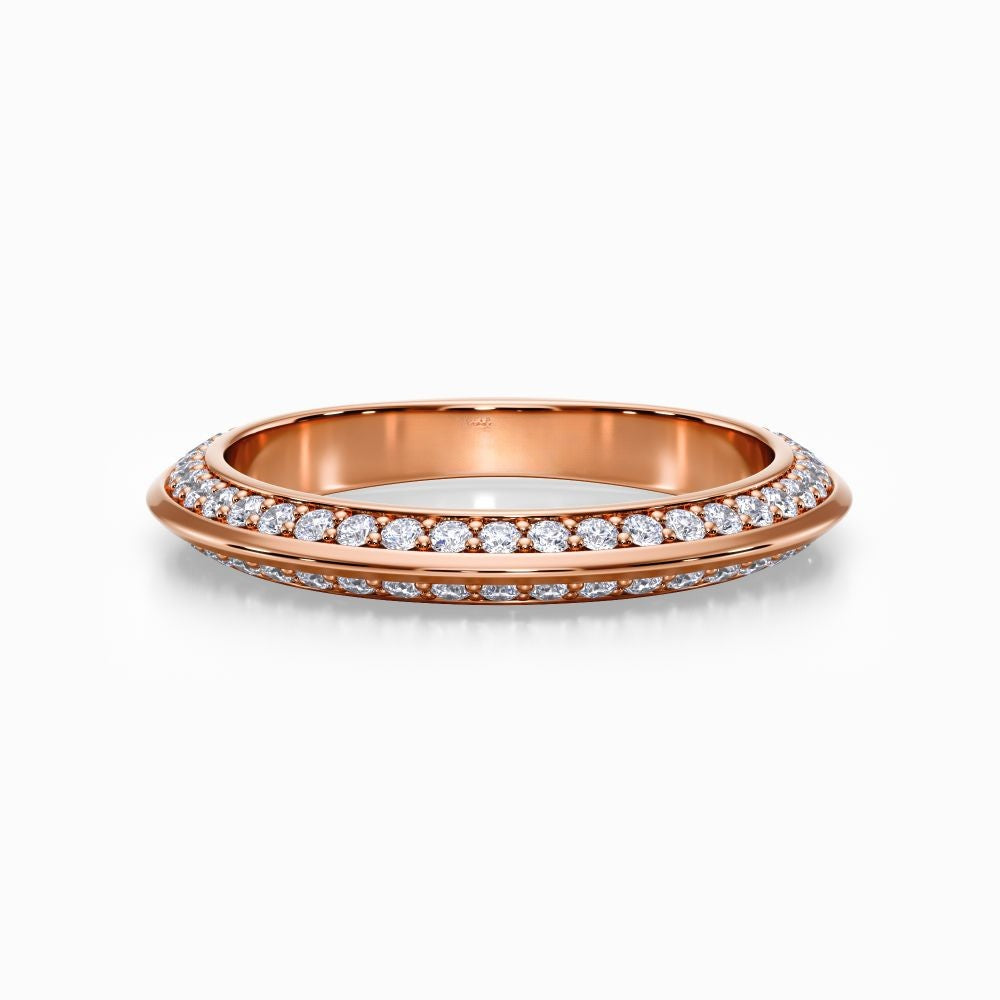 Pave Knife Edge Wedding Band in Yellow Gold