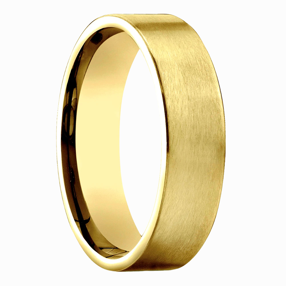 Flat Satin Men Wedding Band in White Gold