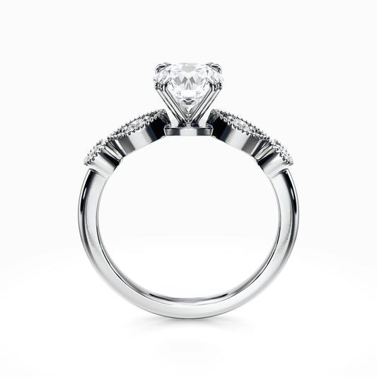 Antique Side Stones 18K Solid Gold Ring