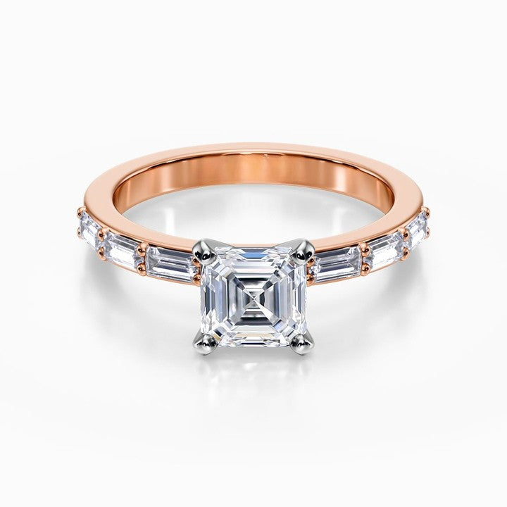 Baguette Pave 18K Solid Gold Ring