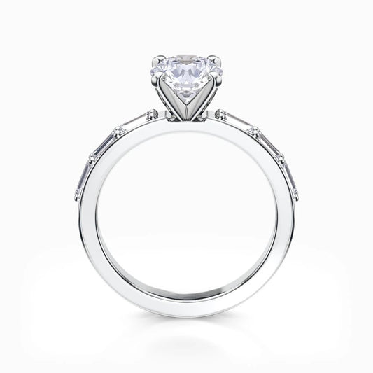 Baguette Pave 18K Solid Gold Ring