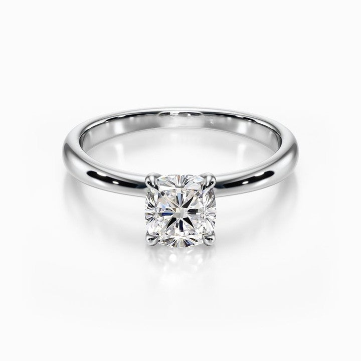 Classic 4-Prong Curve Solitaire 18K Solid Gold Ring