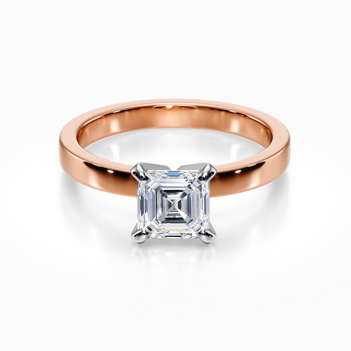 Classic 4-Prong Flat Solitaire 18K Solid Gold Ring