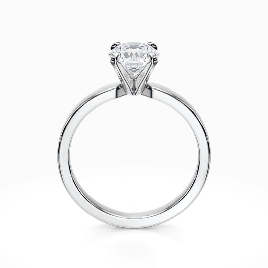 Classic 4-Prong Flat Solitaire 18K Solid Gold Ring