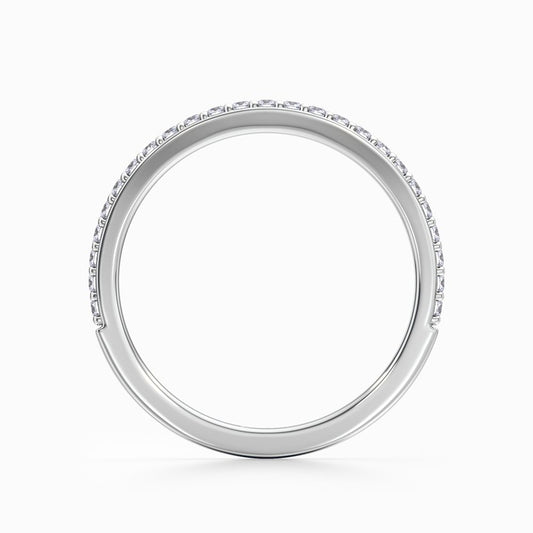 Curved Pave Wedding Band in White Gold