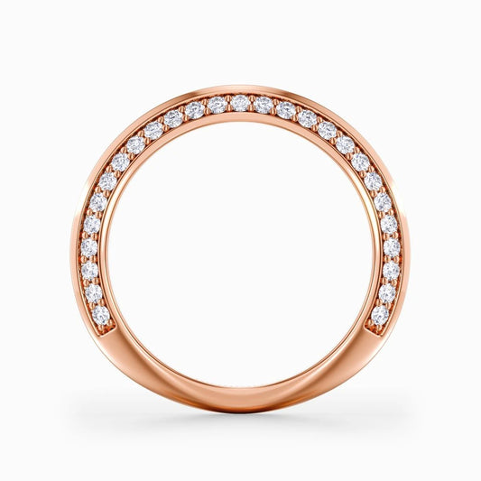 Pave Knife Edge Wedding Band in Rose Gold