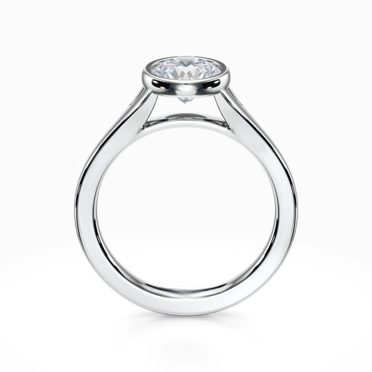 Floating Bezel Solitaire 18K Solid Gold Ring