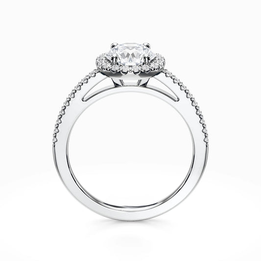 Floating Halo Pave 18K Solid Gold Ring