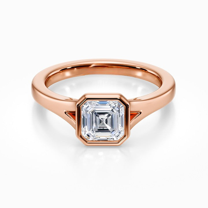 Floating Bezel Solitaire 18K Solid Gold Ring