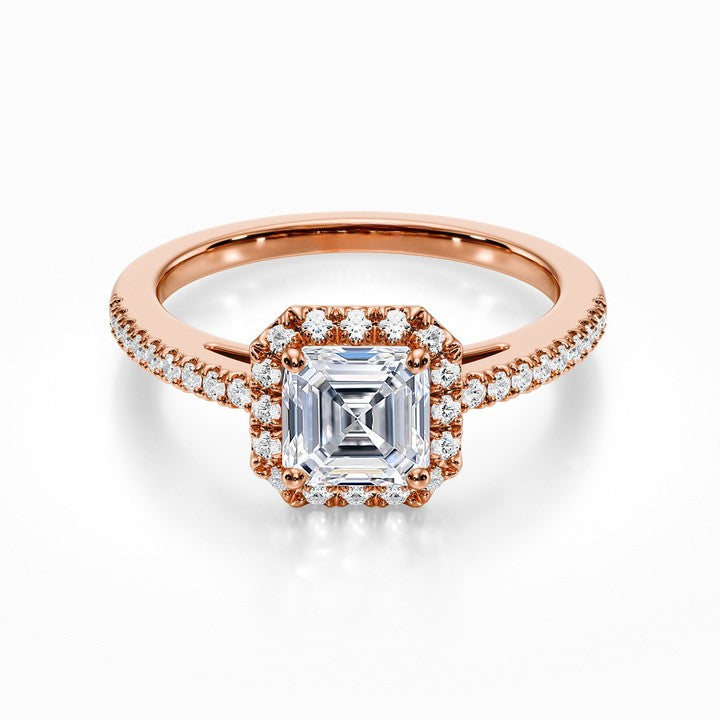 Floating Halo Pave 18K Solid Gold Ring