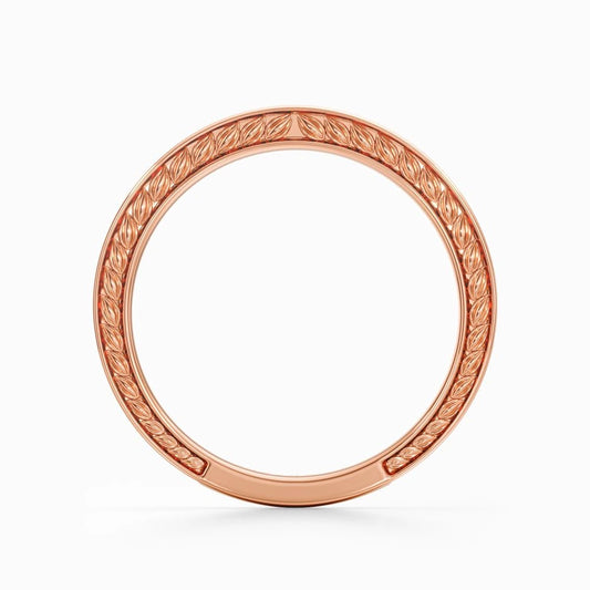 Roman Wreaths Pave Wedding Band in Rose Gold