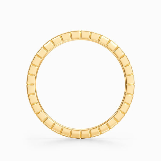 Ridged Edge Wedding Band in Yellow Gold