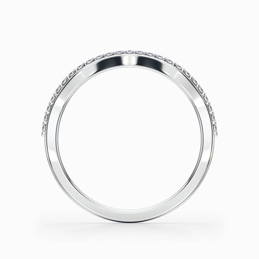 Wave Contour Pave Wedding Band in White Gold