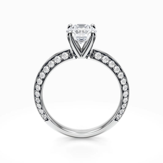 Knife Edge Pave 18K Solid Gold Ring