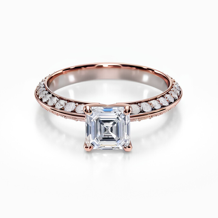 Knife Edge Pave 18K Solid Gold Ring