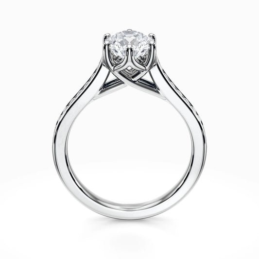 Lotus Channel Pave 18K Solid Gold Ring