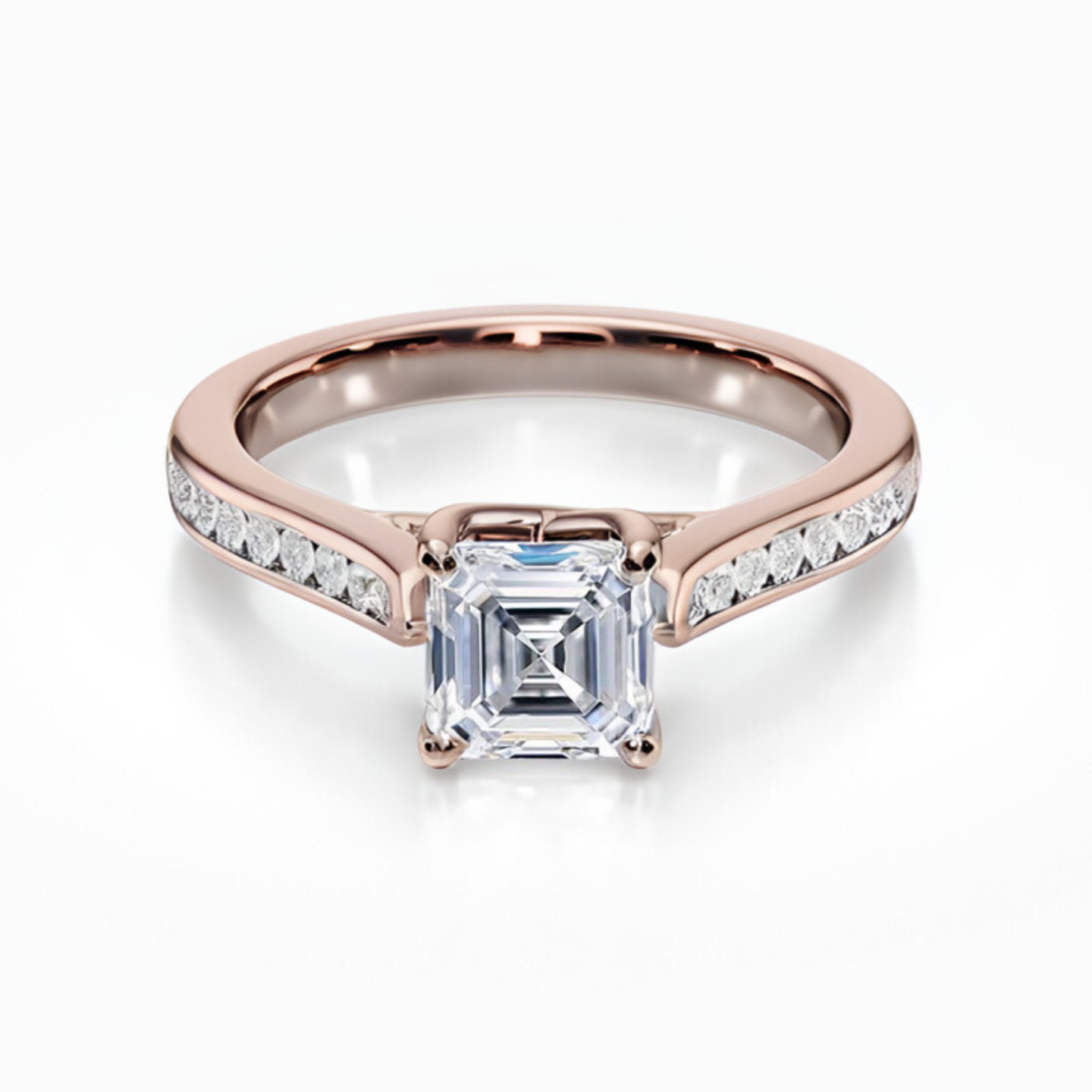 Lotus Channel Pave 18K Solid Gold Ring