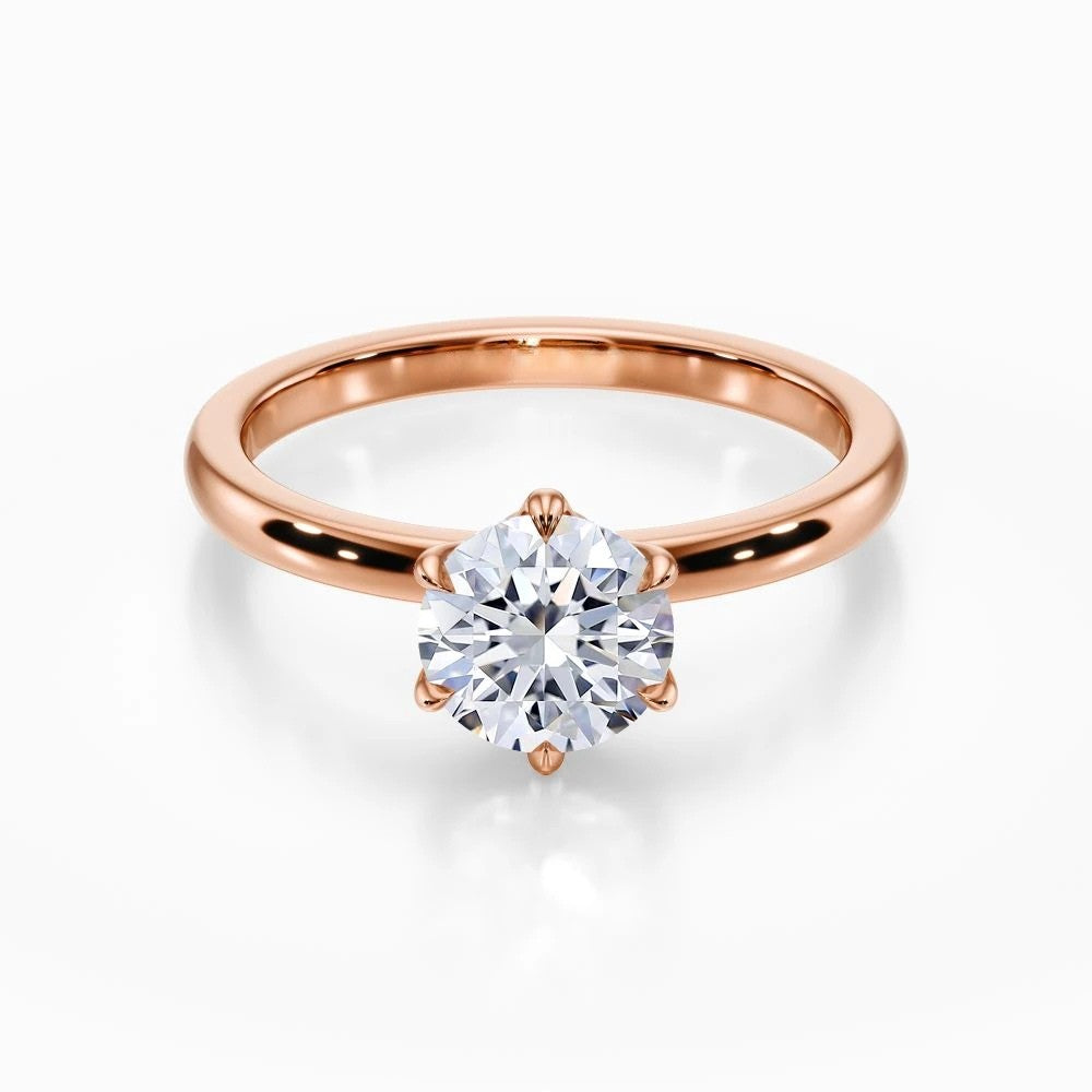 Lotus Solitaire 18K Solid Gold Ring