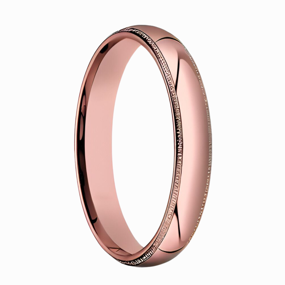 Milgrain Men Wedding Band in Rose Gold