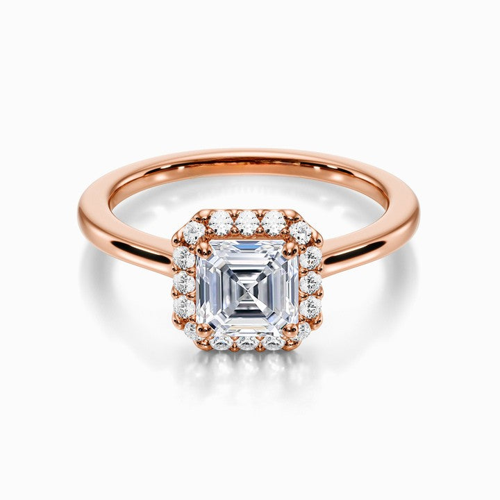 Pave Halo 18K Solid Gold Ring