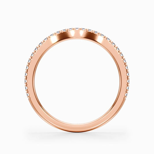 U-Shaped Pave Wedding Band in Rose Gold