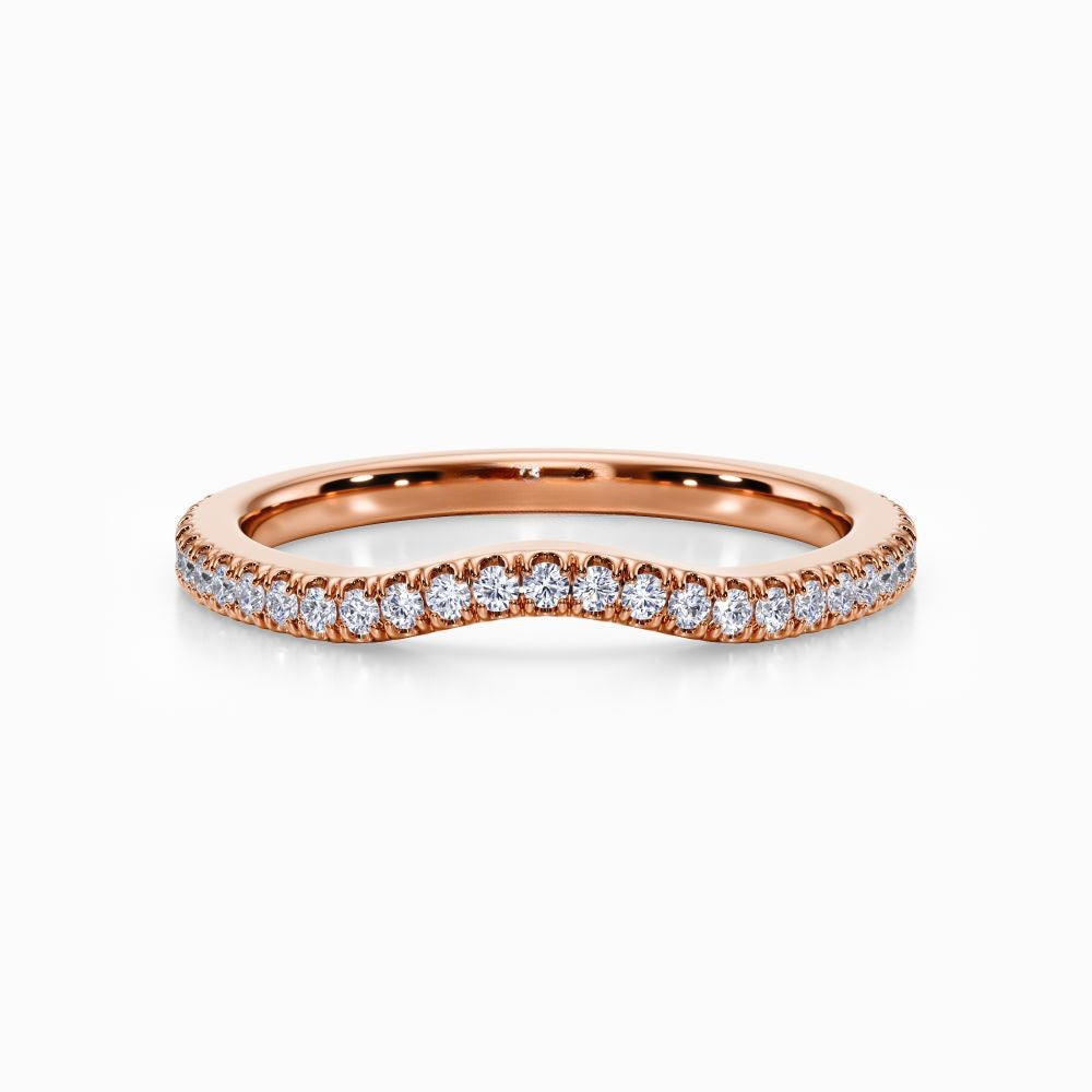 U-Shaped Pave Wedding Band in Yellow Gold