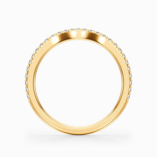 U-Shaped Pave Wedding Band in Yellow Gold