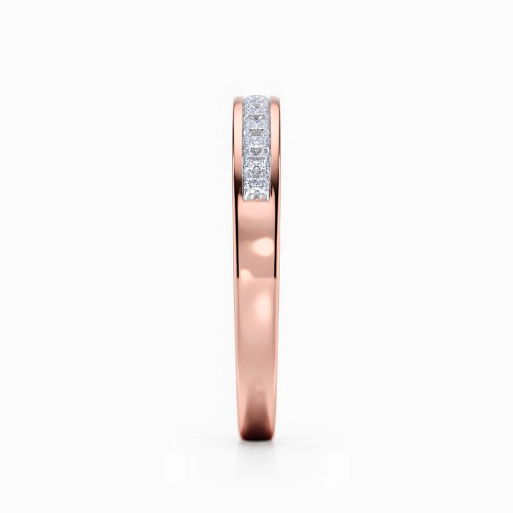 Princess Channel Pave Wedding Band in White Gold