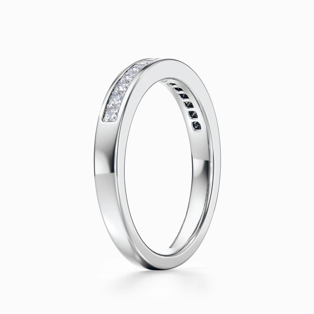 Princess Channel Pave Wedding Band in Yellow Gold