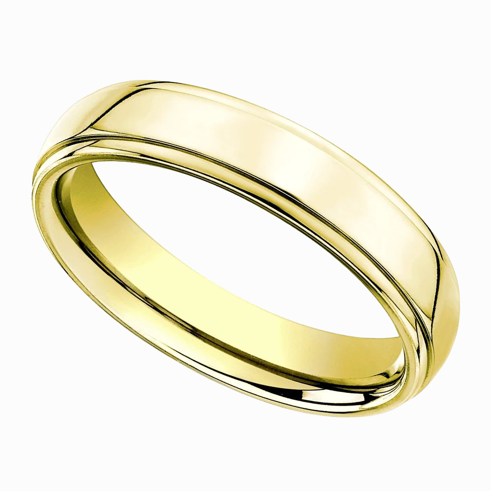 Round Edge Men Wedding Band in White Gold