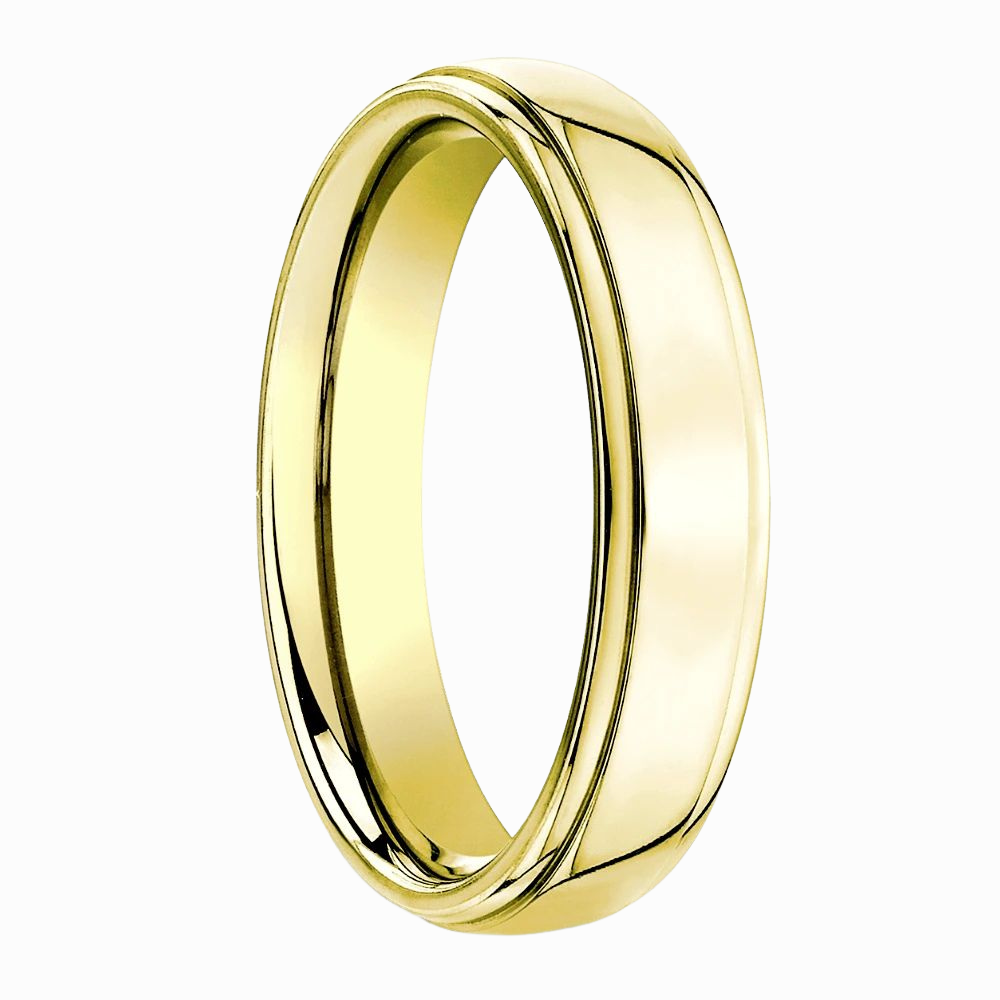 Round Edge Men Wedding Band in White Gold