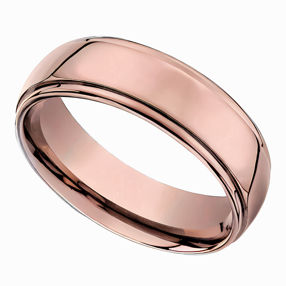 Round Edge Men Wedding Band in White Gold