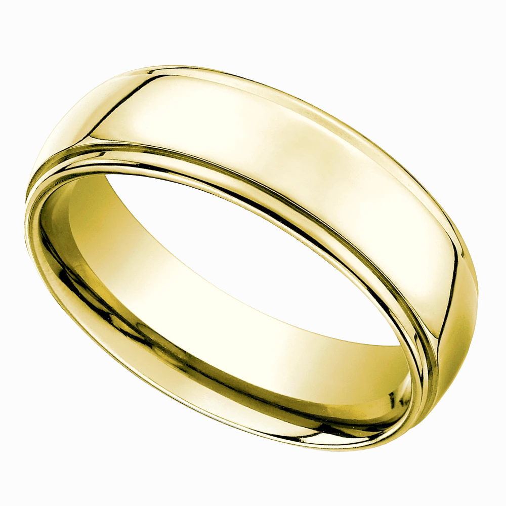 Round Edge Men Wedding Band in White Gold