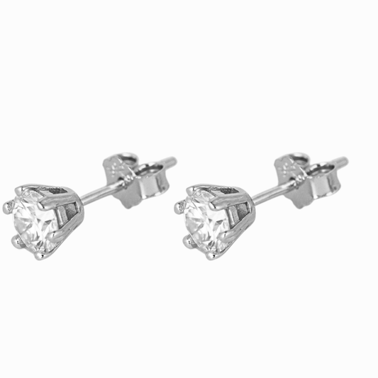 Radiant Round Solitaire Stud Earring