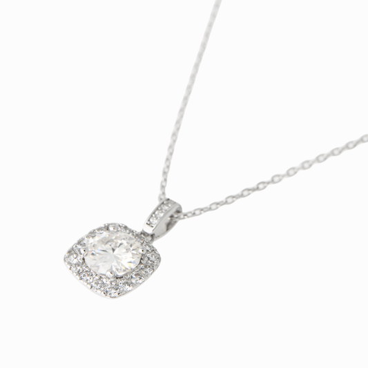 Cushion Halo Pendant Necklace