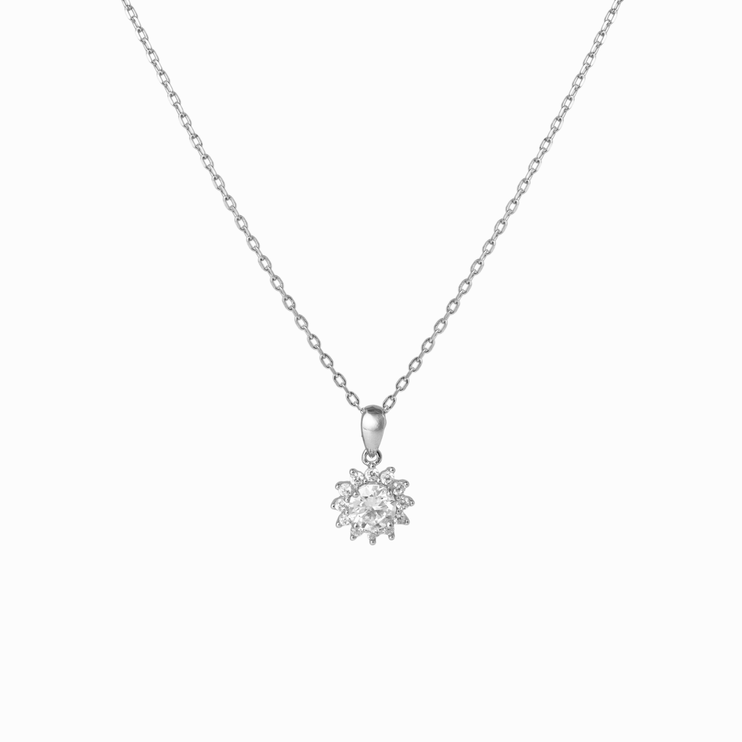 Sunburst Halo Pendant Necklace