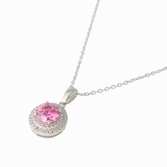 Rose Radiance Halo Pendant Necklace