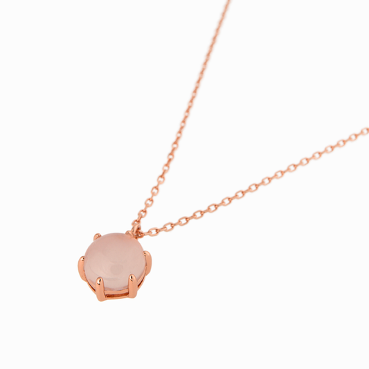 Rose Quartz Solitaire Pendant Necklace