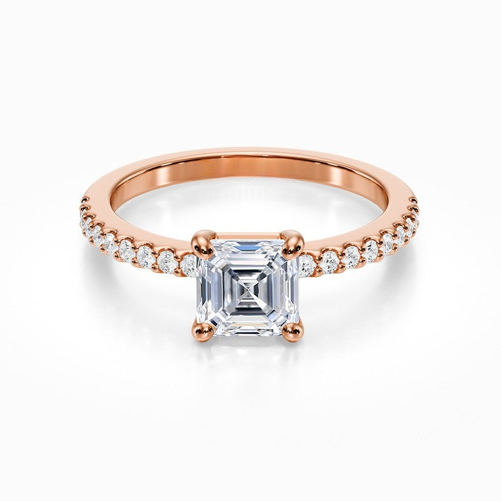 Scallop Pave 18K Solid Gold Ring