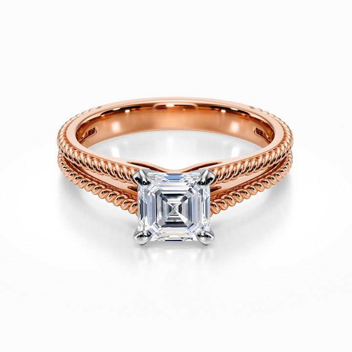 Split Shank Cathedral Rope 18K Solid Gold Ring