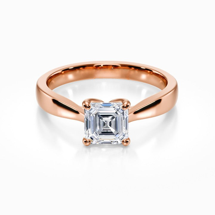 Taper Solitaire 18K Solid Gold Ring