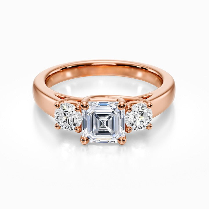 Trellis 3-Stone 18K Solid Gold Ring