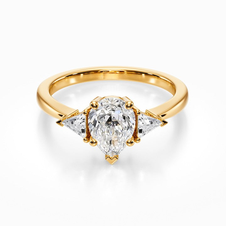 Trillion 3-Stone 18K Solid Gold Ring