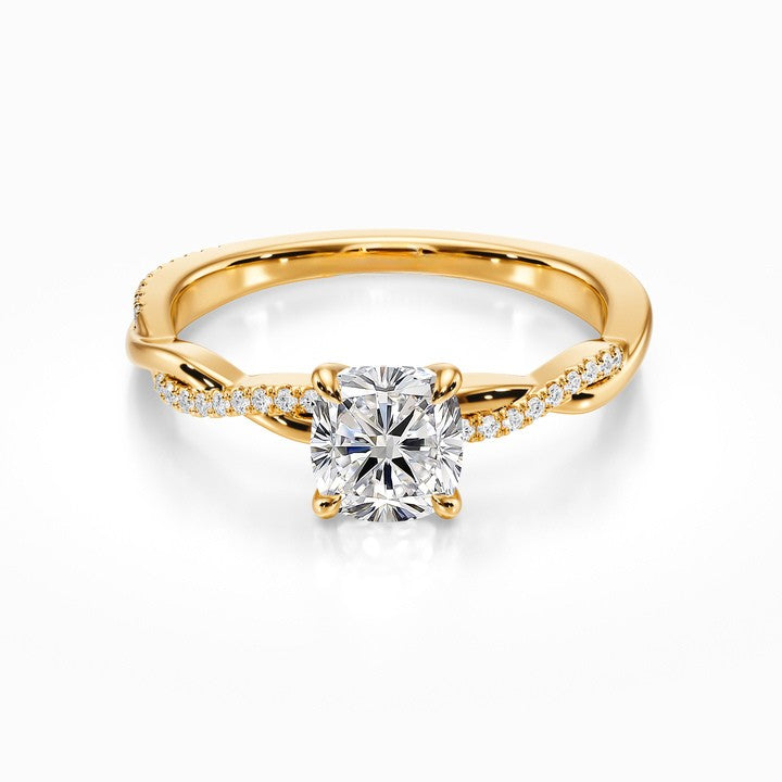 Twisted Pave 18K Solid Gold Ring
