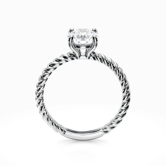 Twisted Rope Solitaire 18K Solid Gold Ring