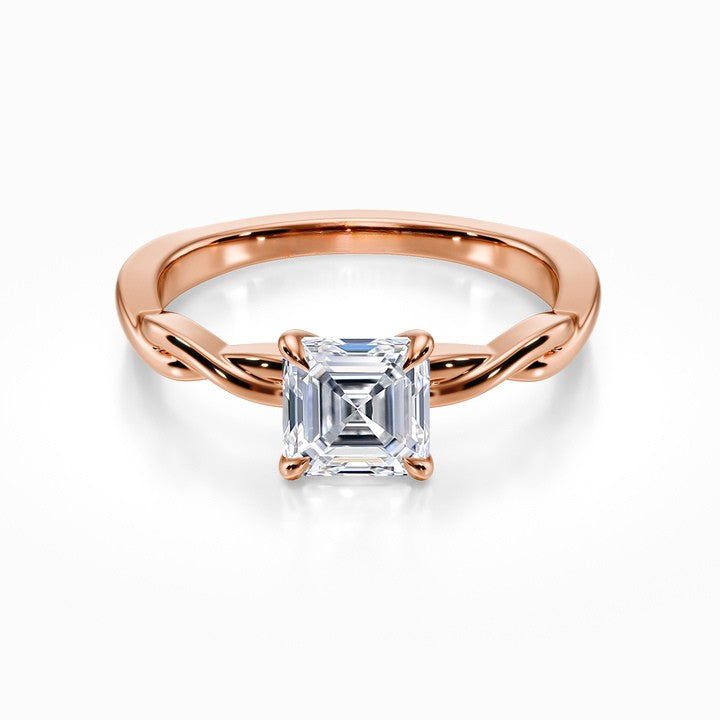 Classic Twisted Solitaire 18K Solid Gold Ring