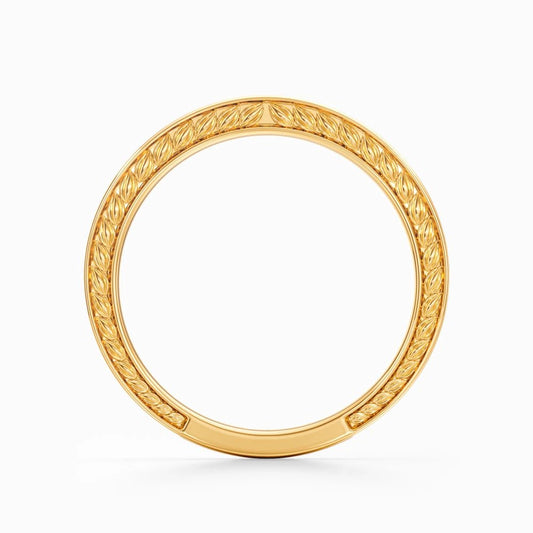 Roman Wreaths Pave Wedding Band in Yellow Gold