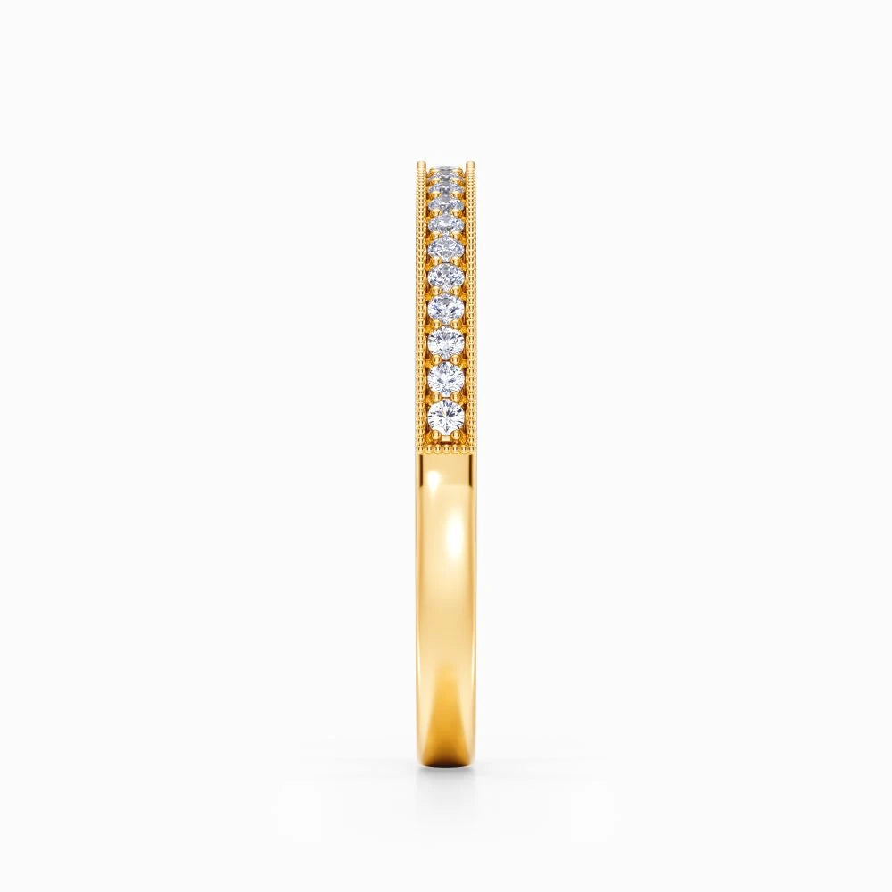 Vintage Milgrain Wedding Band in Yellow Gold